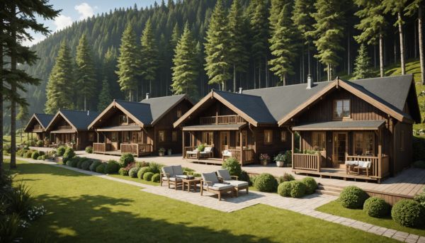Chalets en bois spacieux avec terrasse privee ombragee